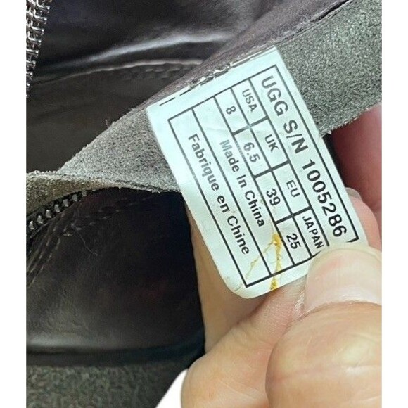 Ugg Emalie Waterproof Leather Wedge Ankle Boots Brown Size 8 Leather Shearling - Picture 10 of 11